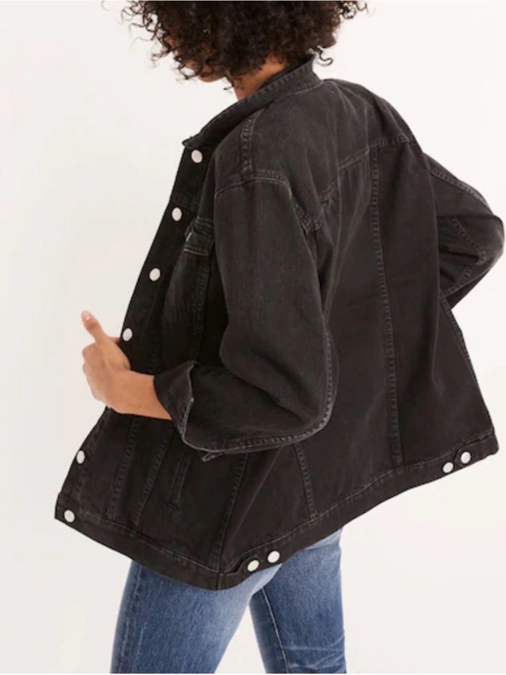 Madewell The Oversized Trucker Jean Jacket in Washed Black size M